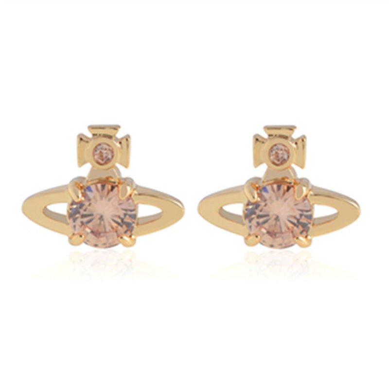 Vivienne Westwood four-claw Zircon stud earrings small and exquisite