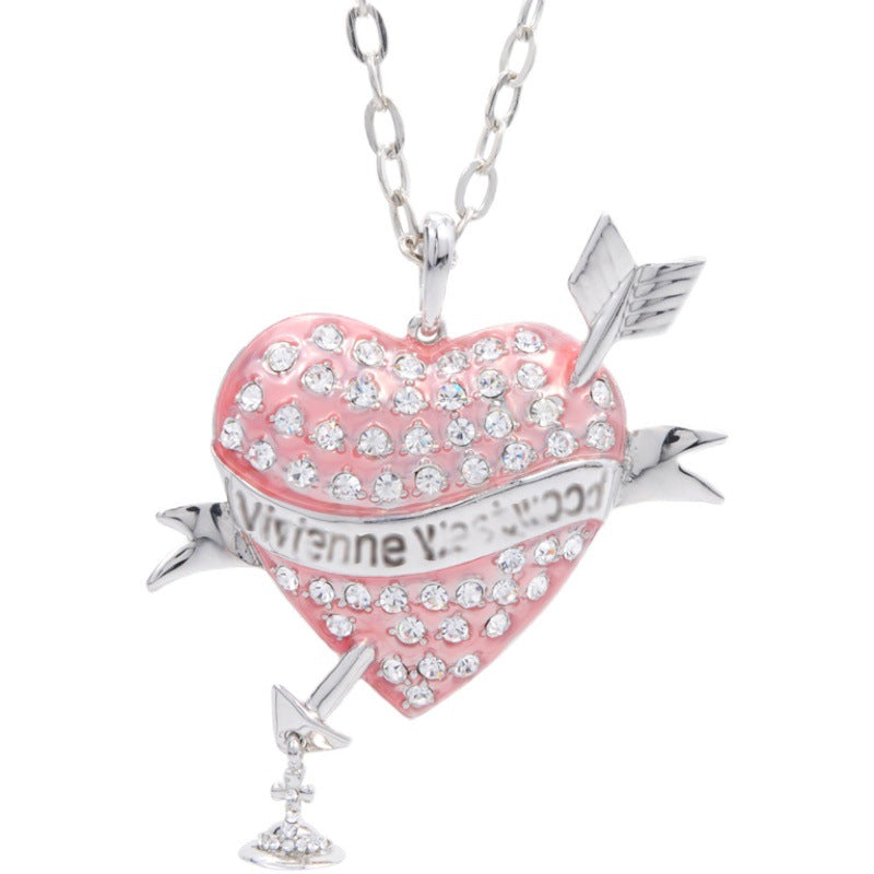 Vivienne Westwood God of love with one arrow heart pendant necklace personality punk