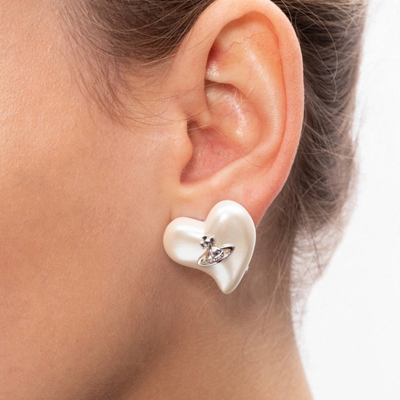 Vivienne Westwood love series epoxy stud earrings luxurious and personalized punk