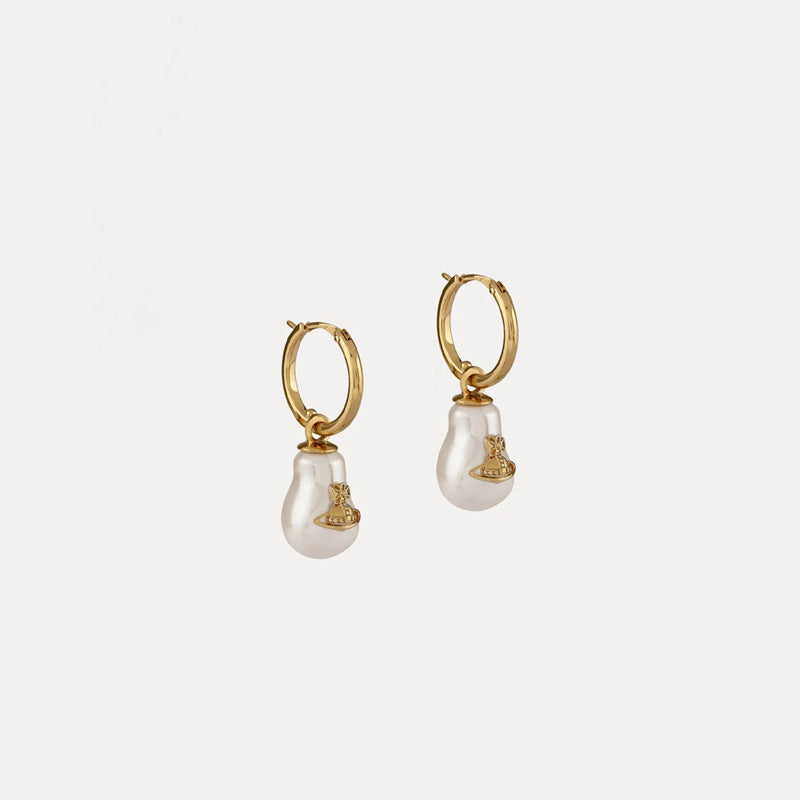Vivienne Westwood gourd pearl earrings for women ins little red book recommendation