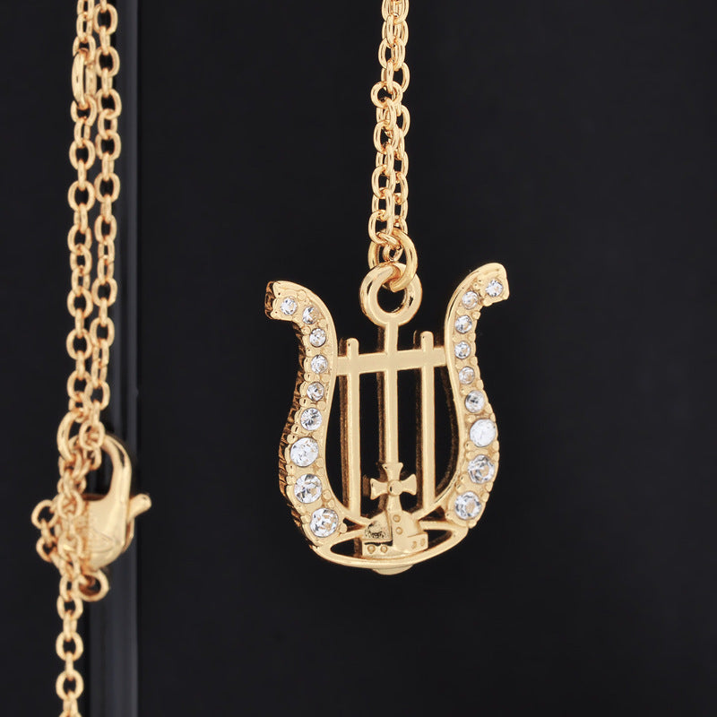 Vivienne Westwood harp necklace eardrops stud earrings high-grade all-matching