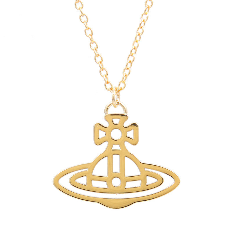 Vivienne Westwood line cut hollow line pendant necklace ins style