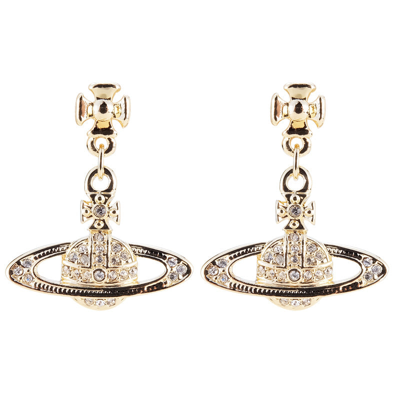 Vivienne Westwood full diamond eardrops Diamond Punk small luxury all-matching