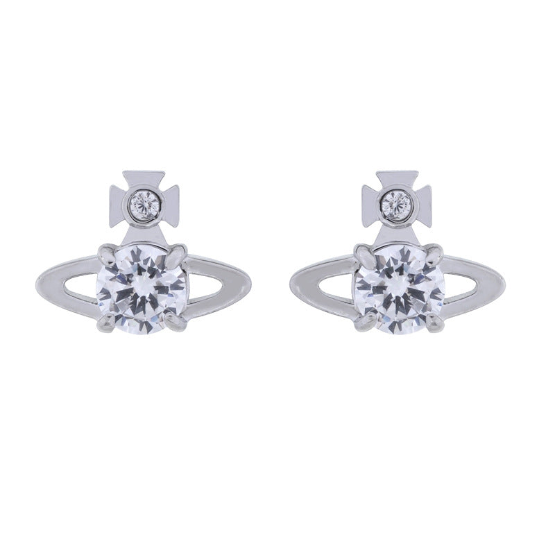 Vivienne Westwood four-claw Zircon stud earrings small and exquisite