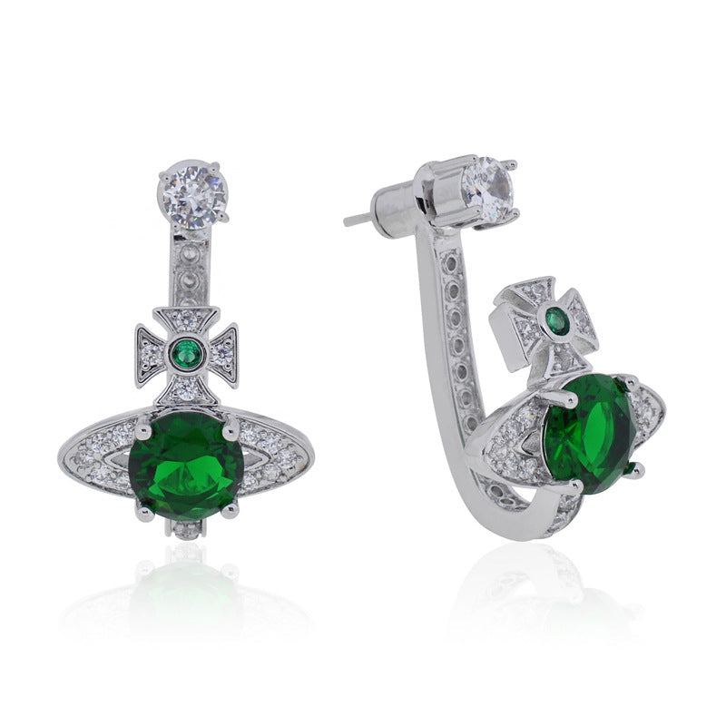 Vivienne Westwood U-shaped full-jeweled stud earrings exquisite luxurious earrings