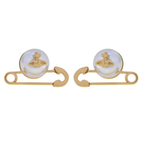 Vivienne Westwood pin pearl stud earrings ins small exquisite and versatile