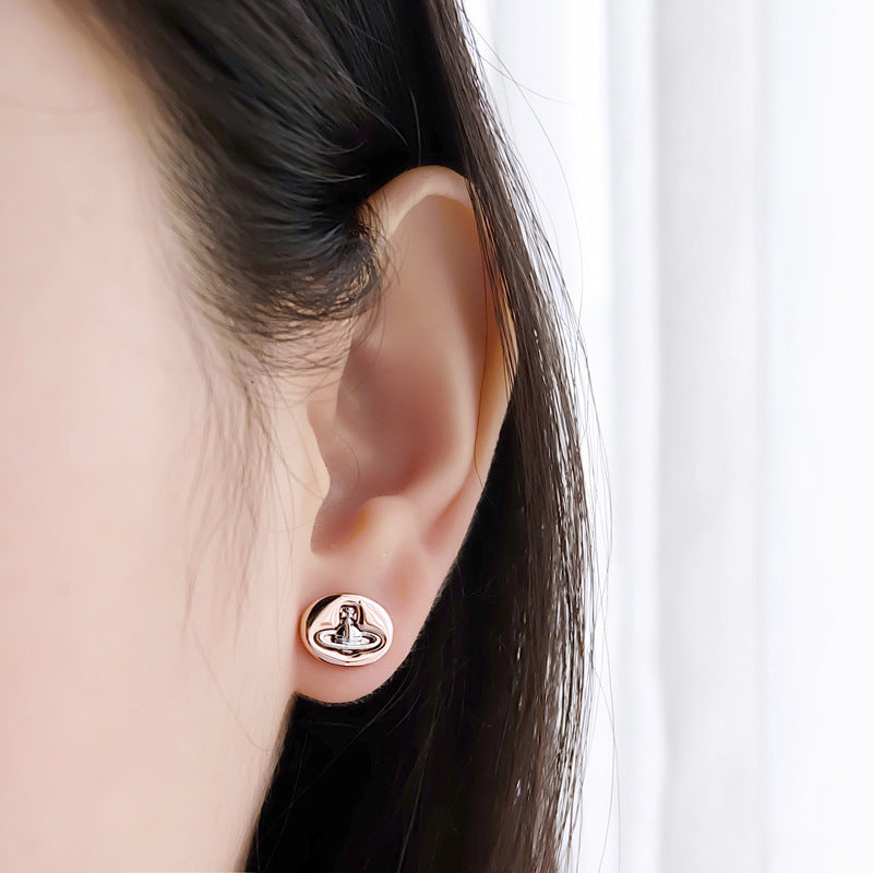 Vivienne Westwood button series stud earrings multi-color punk all-match