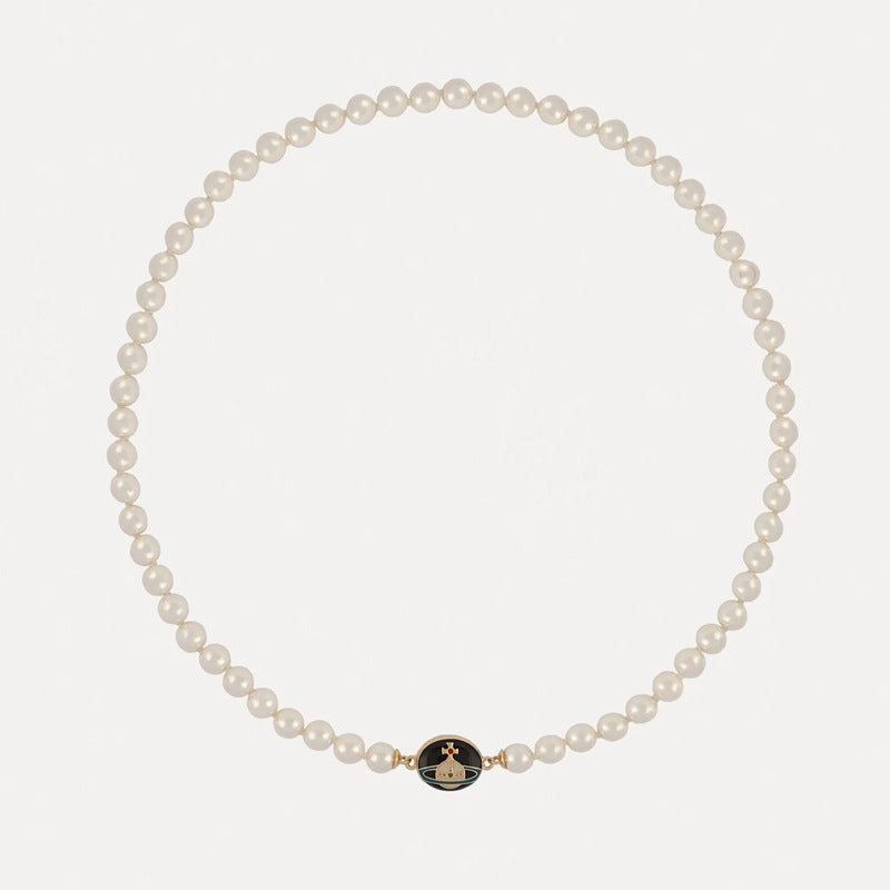 Vivienne Westwood enamel buckle magnet pearl necklace Lisa same style