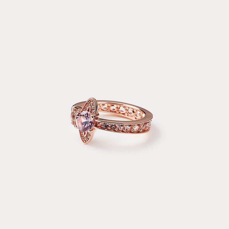 Vivienne Westwood full diamond orb ring personality ins style high sense all-matching