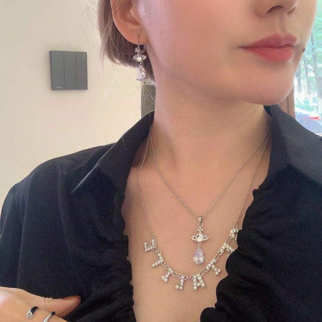 Vivienne Westwood new color matching big water drop pendant necklace for women