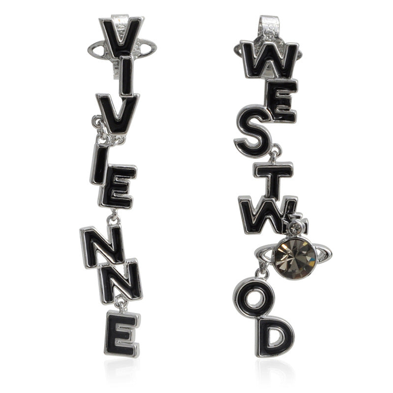 Vivienne Westwood paint asymmetric letter earrings