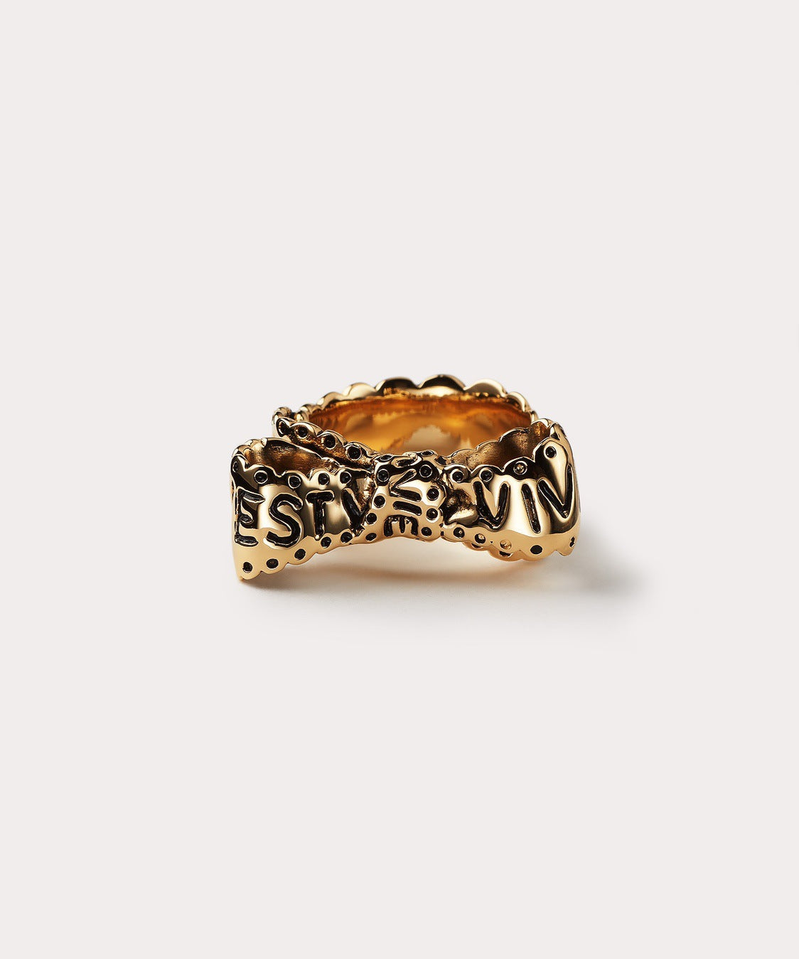 Vivienne Westwood Japan limited engraved Bow Bow Bow ring accessories European and American punk