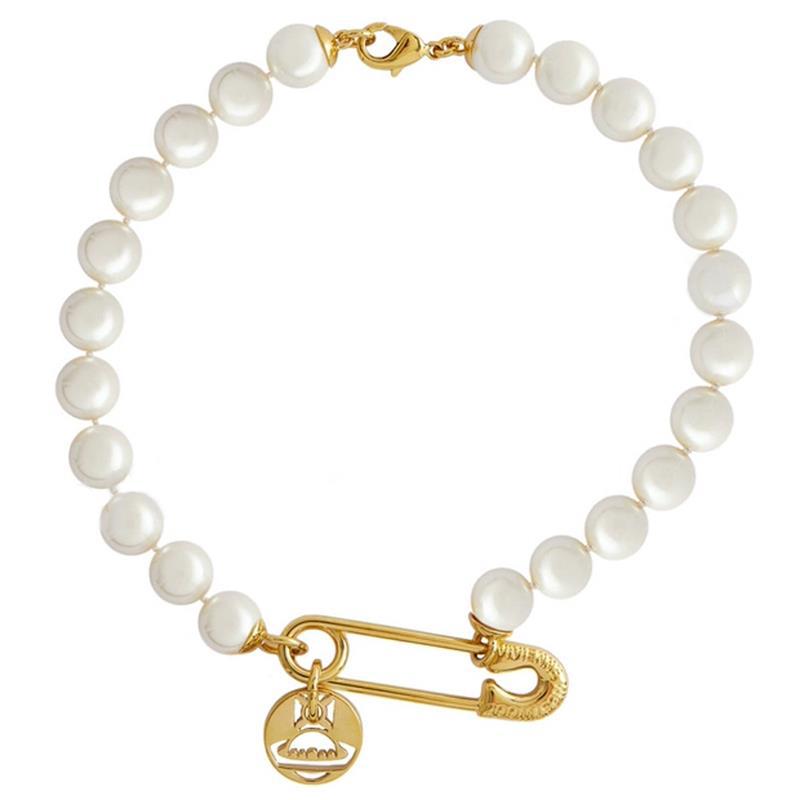 Vivienne Westwood IMOGENE pin round big pearl necklace European and American punk