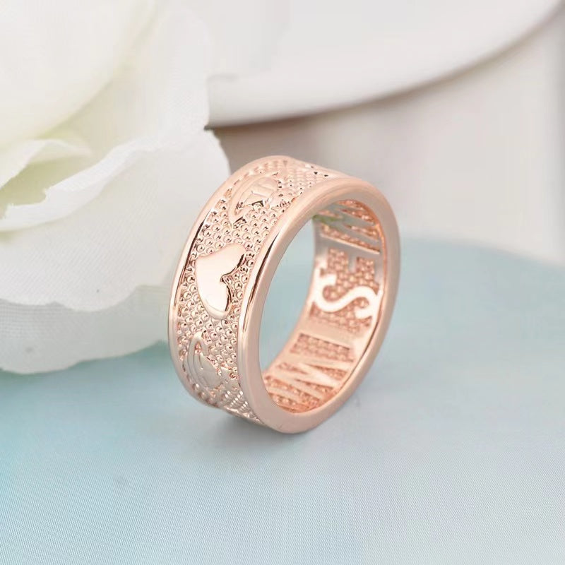 Vivienne Westwood unisex rose gold simple INS gold-plated LOGO men's and women's love skull Saturn ring