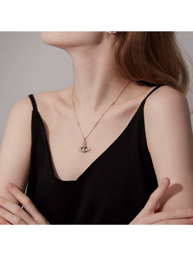 Vivienne Westwood enamel colorful necklace simple personalized all-match pendant