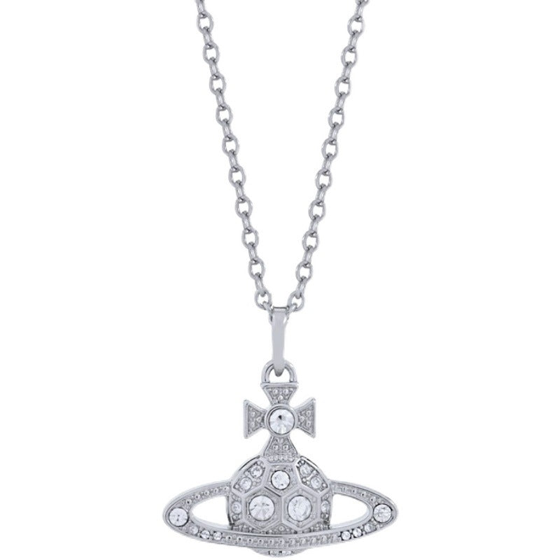 Vivienne Westwood full diamond honeycomb logo necklace shiny and simple temperament