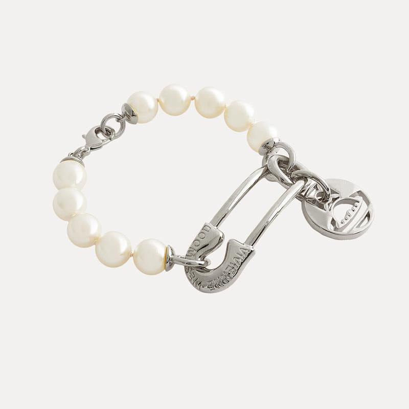 Vivienne Westwood IMOGENE pin round brand pearl bracelet European and American punk