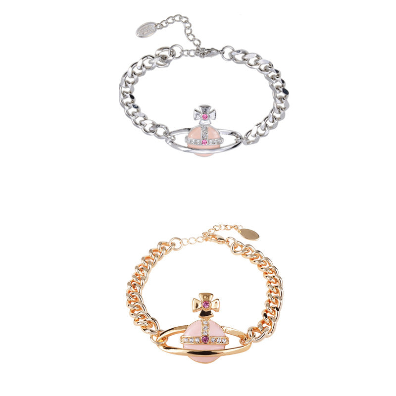 Vivienne Westwood paint gold silver pink big split angle bracelet personality punk