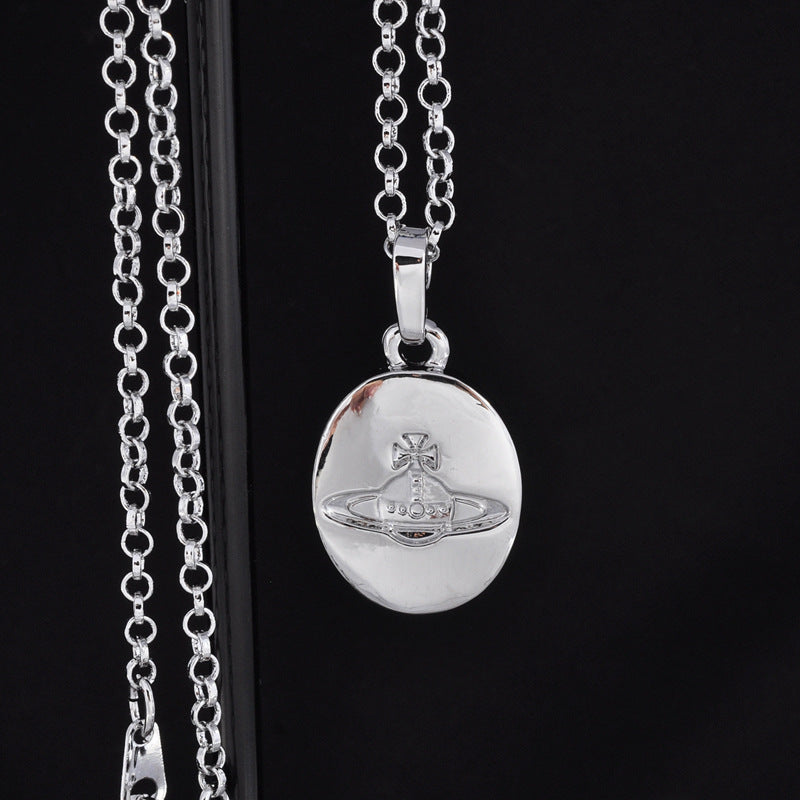 Vivienne Westwood LOGO round plate pendant necklace punk