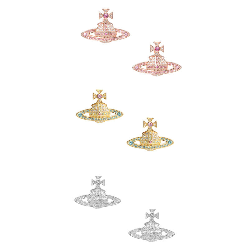 Vivienne Westwood colorful crystals stud earrings marking pair necklace bracelet bracelet