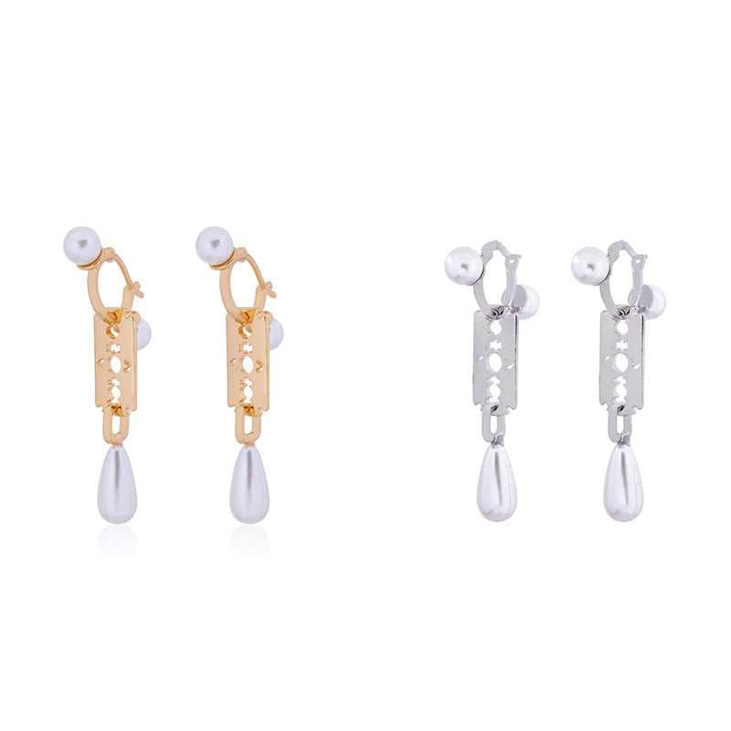 Vivienne Westwood Pearl Blade series earrings light luxury all-match punk