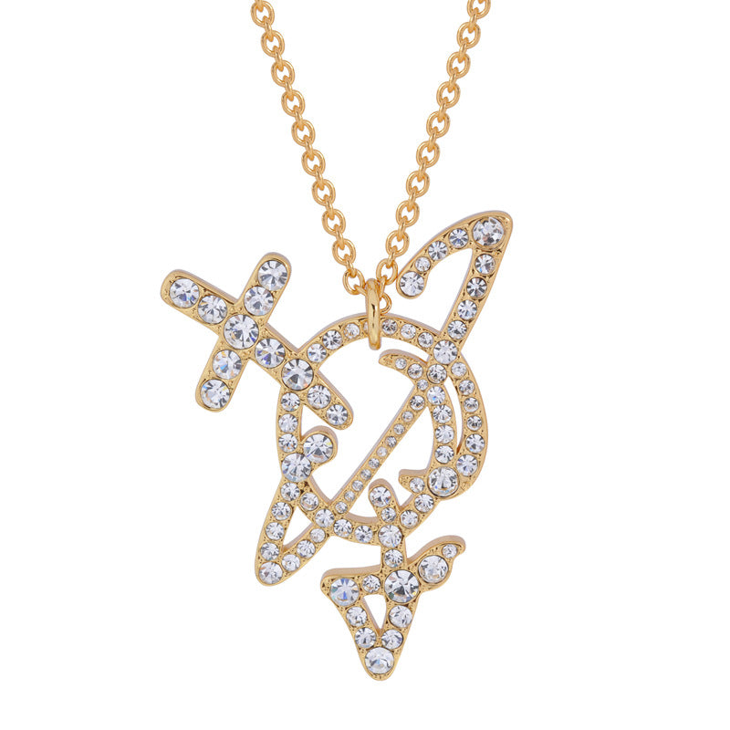 Line full Diamond Arrow sweater chain necklace punk
