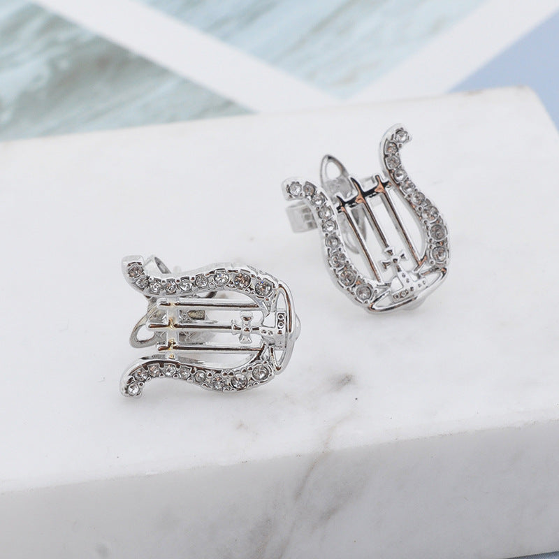 Vivienne Westwood ear studs harp earrings punk earrings personality