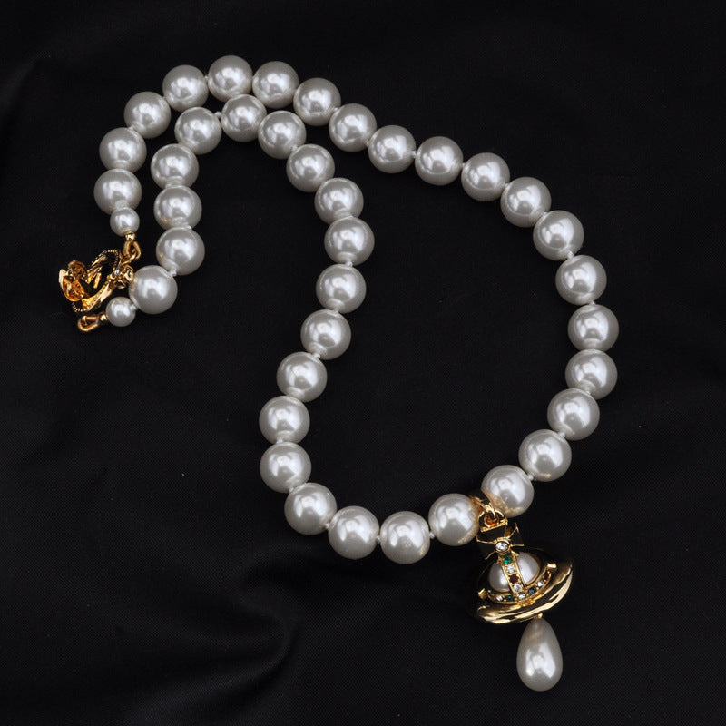 Vivienne Westwood water drop pearl necklace pendant exquisite advanced