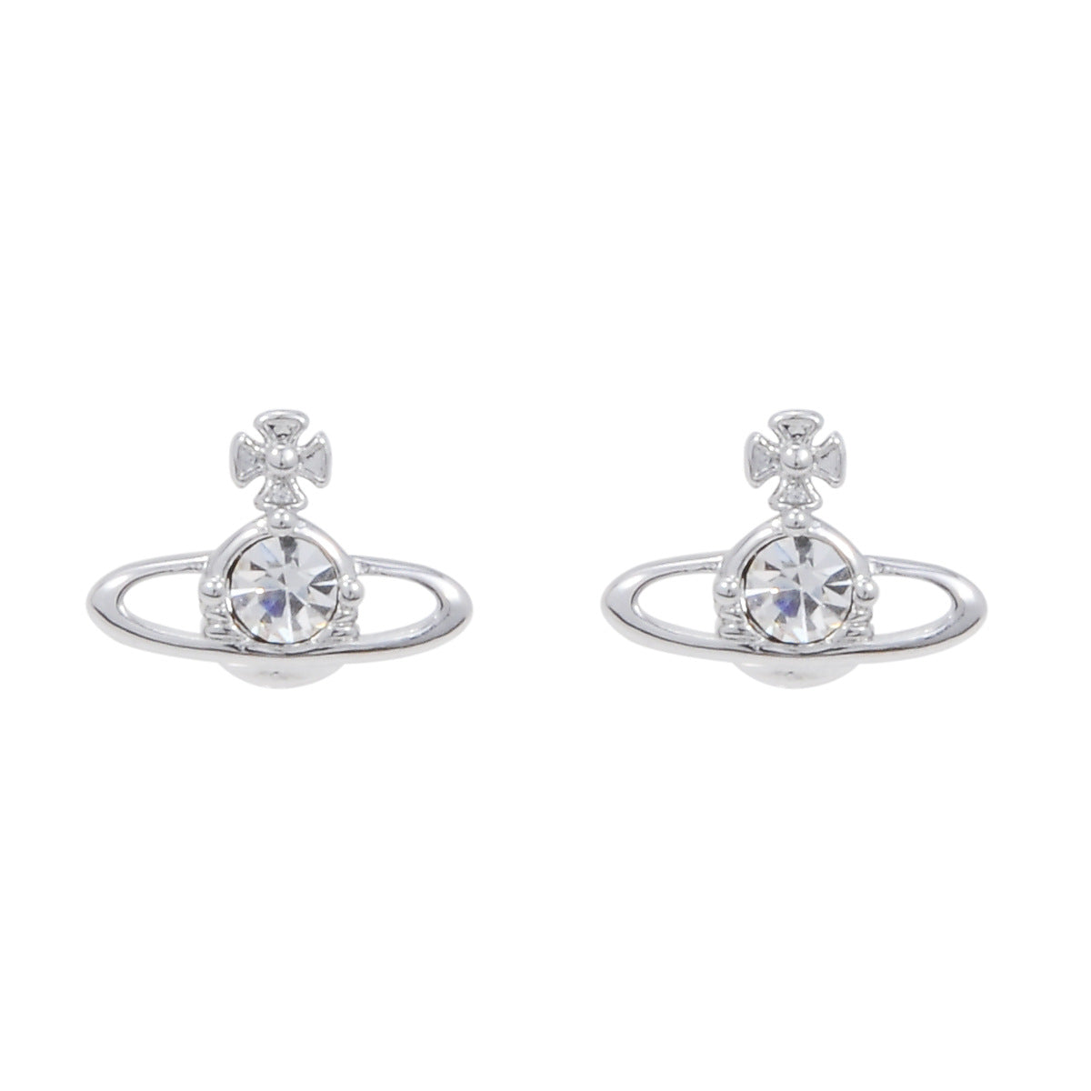 Vivienne Westwood single diamond simple stud earrings personality