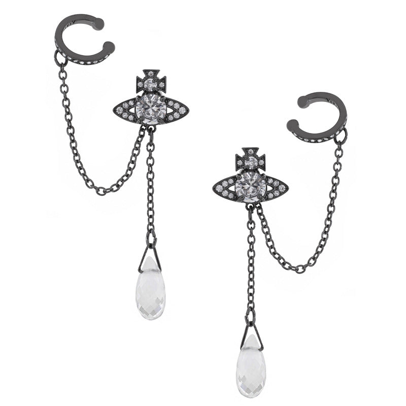 Vivienne Westwood water drop full diamond earrings HENRIETTE Vachette clasp earrings