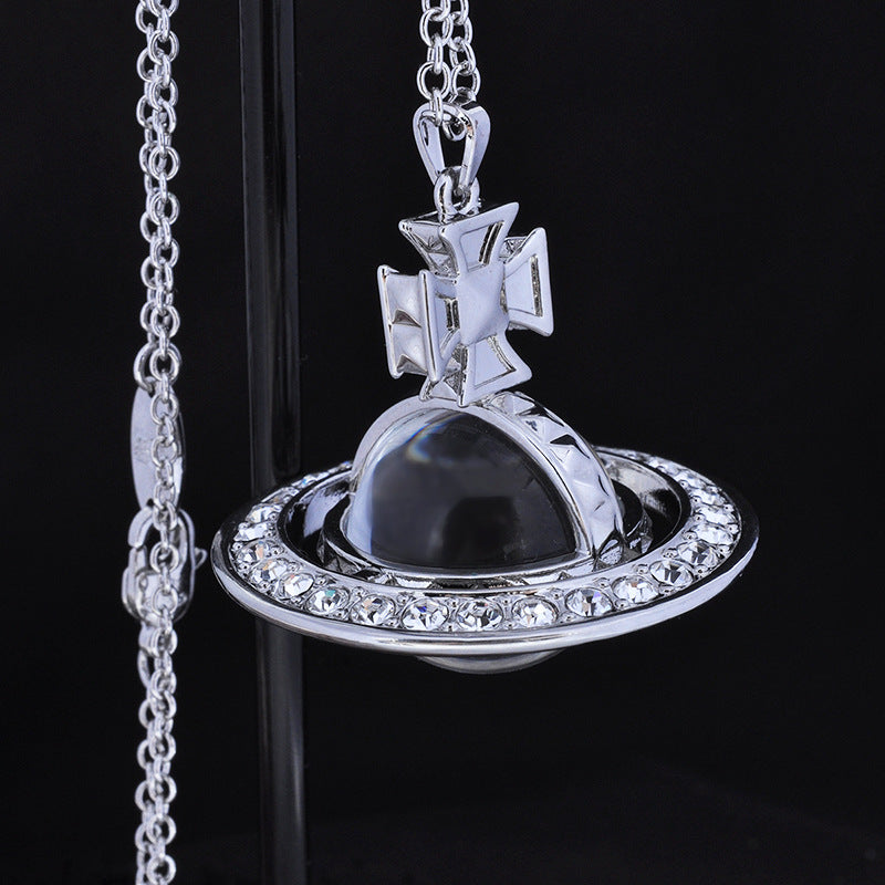 Vivienne Westwood rivet transparent bead pendant necklace