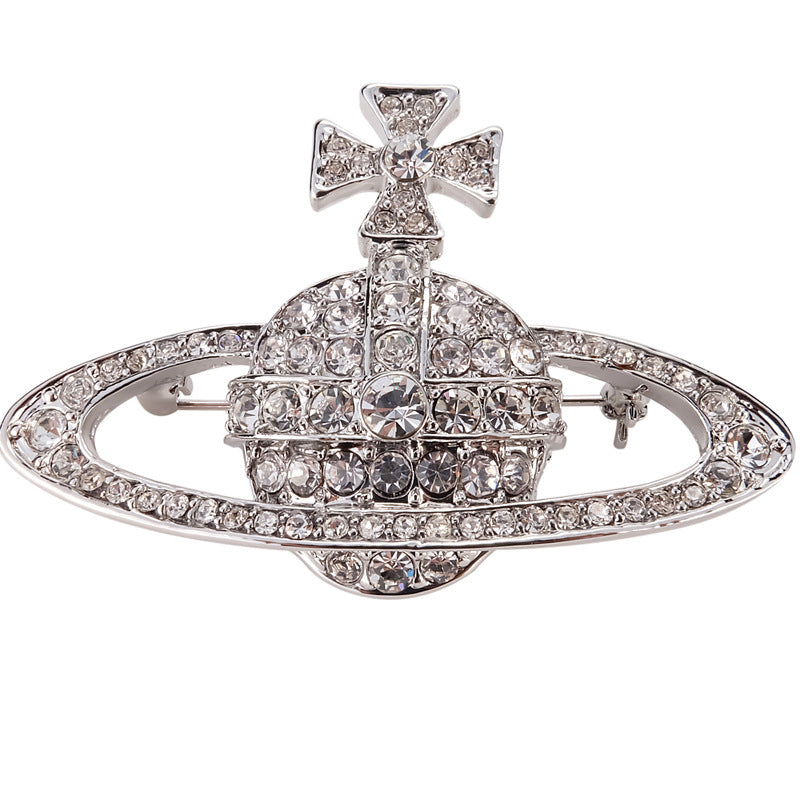 Vivienne Westwood full diamond orb shape temperament brooch