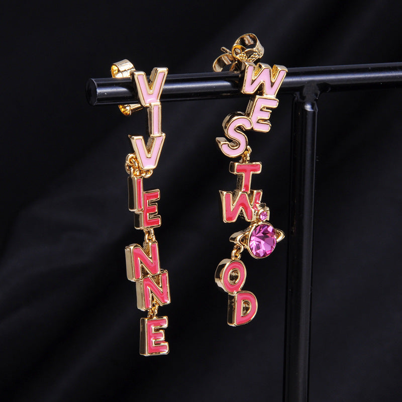 Vivienne Westwood paint asymmetric letter earrings