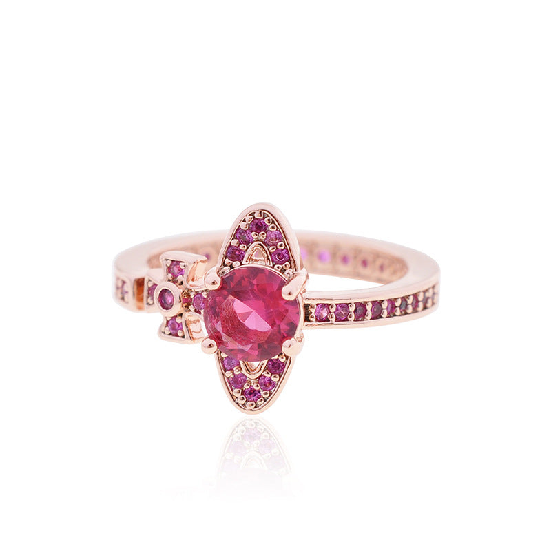 Vivienne Westwood full diamond orb ring personality ins style high sense all-matching