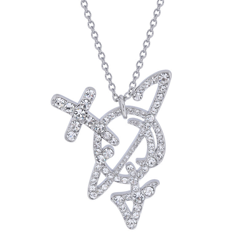 Line full Diamond Arrow sweater chain necklace punk