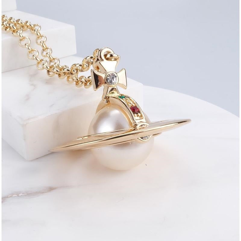 Vivienne Westwood large 20mm three-dimensional pendant sweater necklace European and American