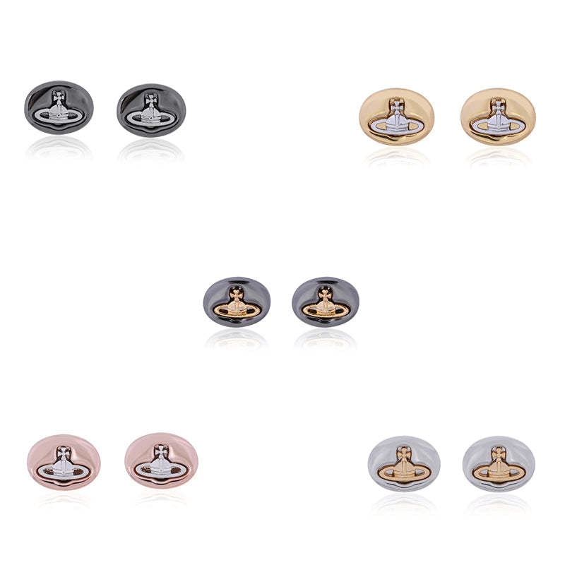 Vivienne Westwood button series stud earrings multi-color punk all-match
