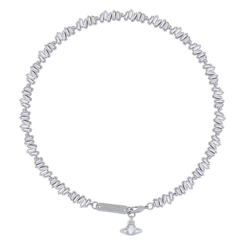 Vivienne Westwood irregular Square full diamond bracelet light luxury round earrings