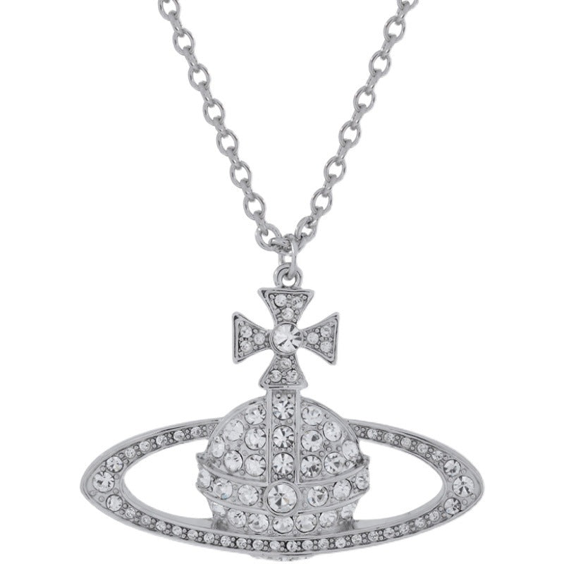 Vivienne Westwood hanging/crossbody full diamond pendant necklace sweater chain