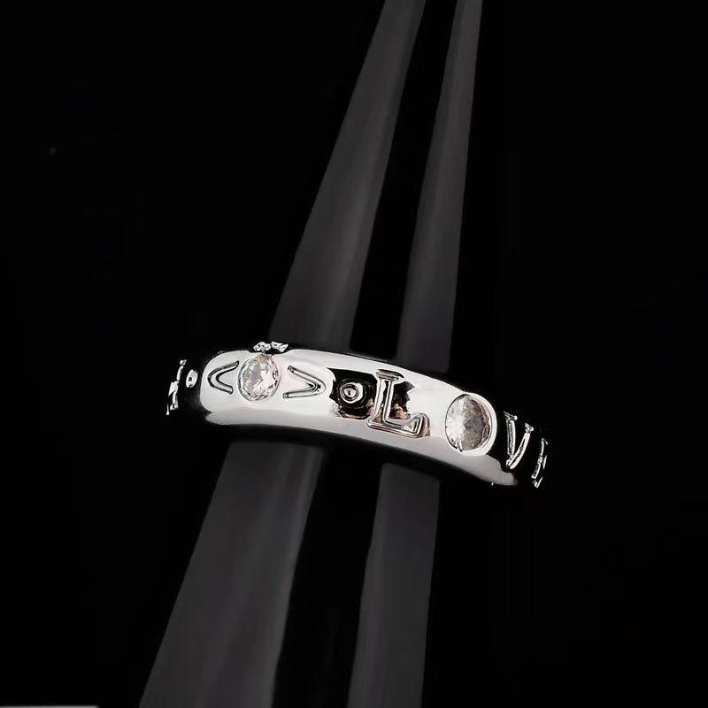 Vivienne Westwood gold-plated diamond-embedded Saturn simple INS gold and silver color ring rings New