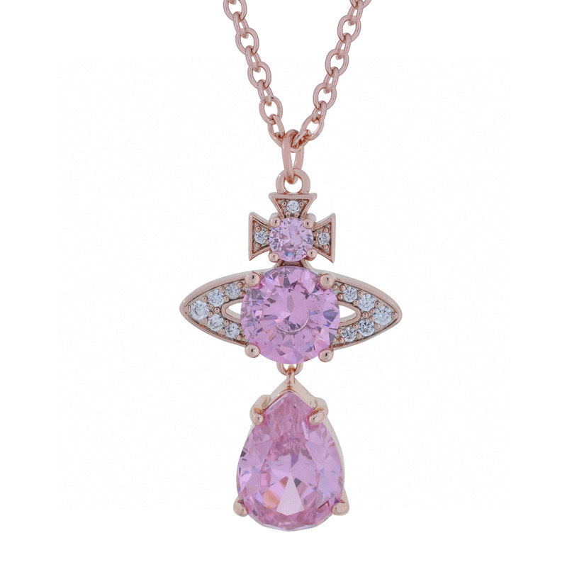 Vivienne Westwood new color matching big water drop pendant necklace for women