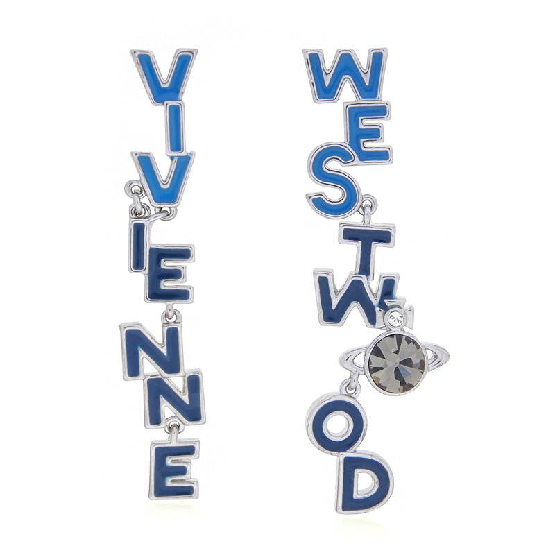Vivienne Westwood paint asymmetric letter earrings