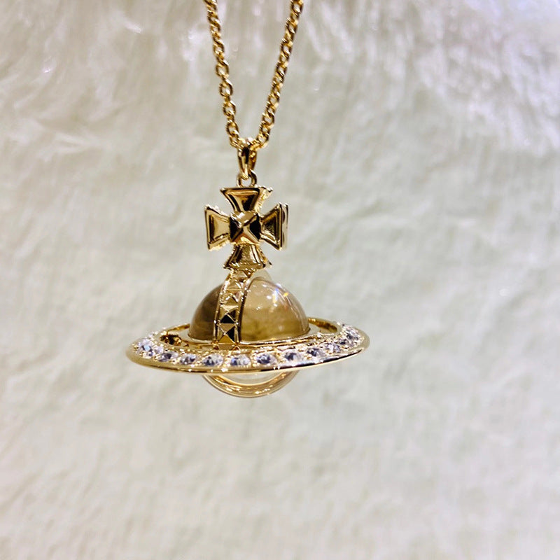 Vivienne Westwood rivet transparent bead pendant necklace