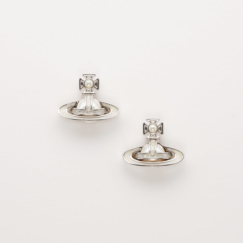 Vivienne Westwood simonetta paint bump half-faced pearl ear studs