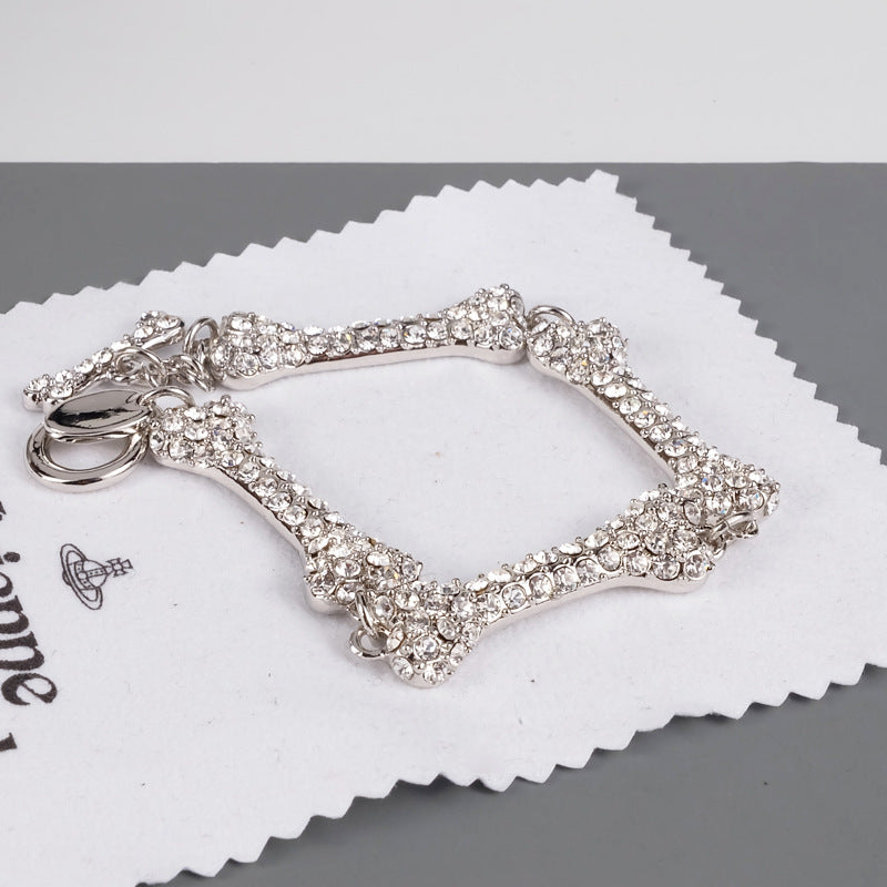 Vivienne Westwood full diamond four bones bracelet personalized minority high sense