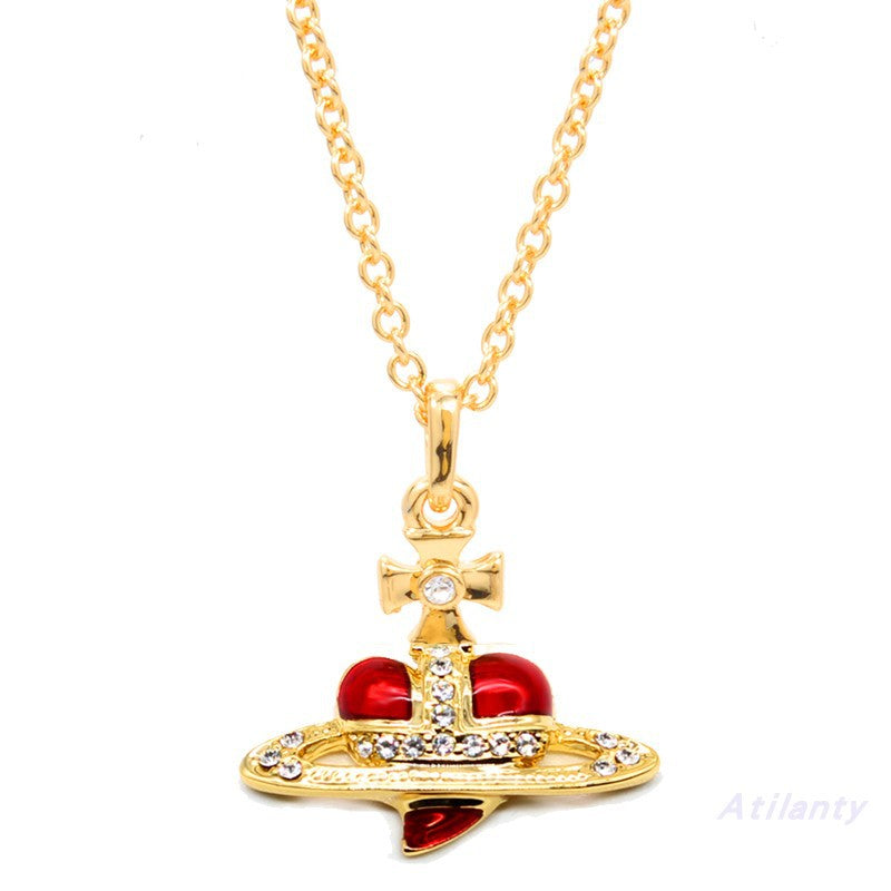 Vivienne Westwood heart shape clavicle paint necklace small personality European and American punk