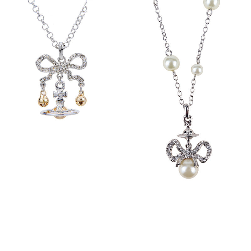 Vivienne Westwood bow pendant necklace for women delicate indie