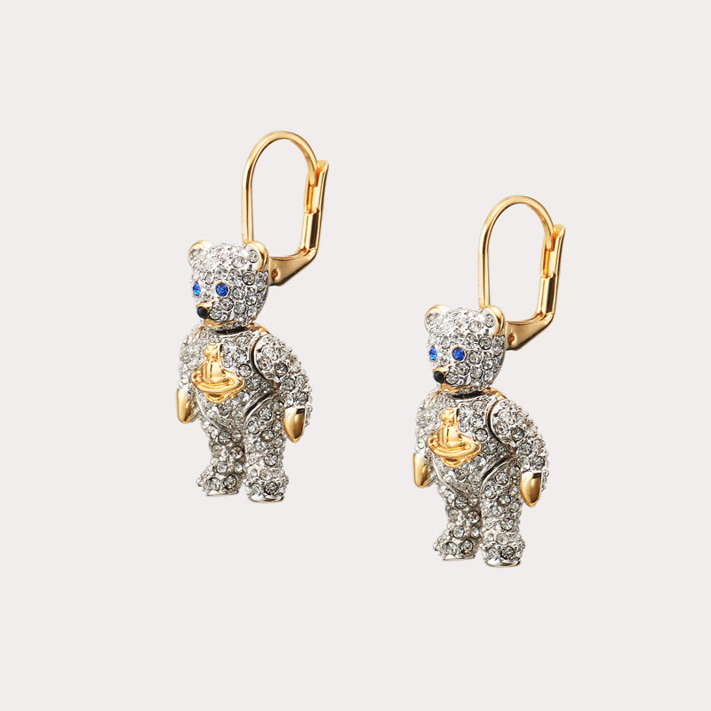 Vivienne Westwood TEDDY small activity bear earrings ins niche temperament