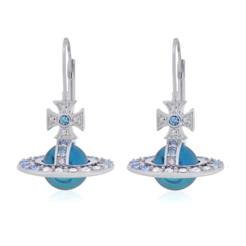 Vivienne Westwood blue orb eardrops gradient ORB light luxury minority