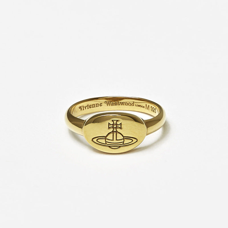 Vivienne Westwood European and American style punk simple engraving ring multi-color fashion